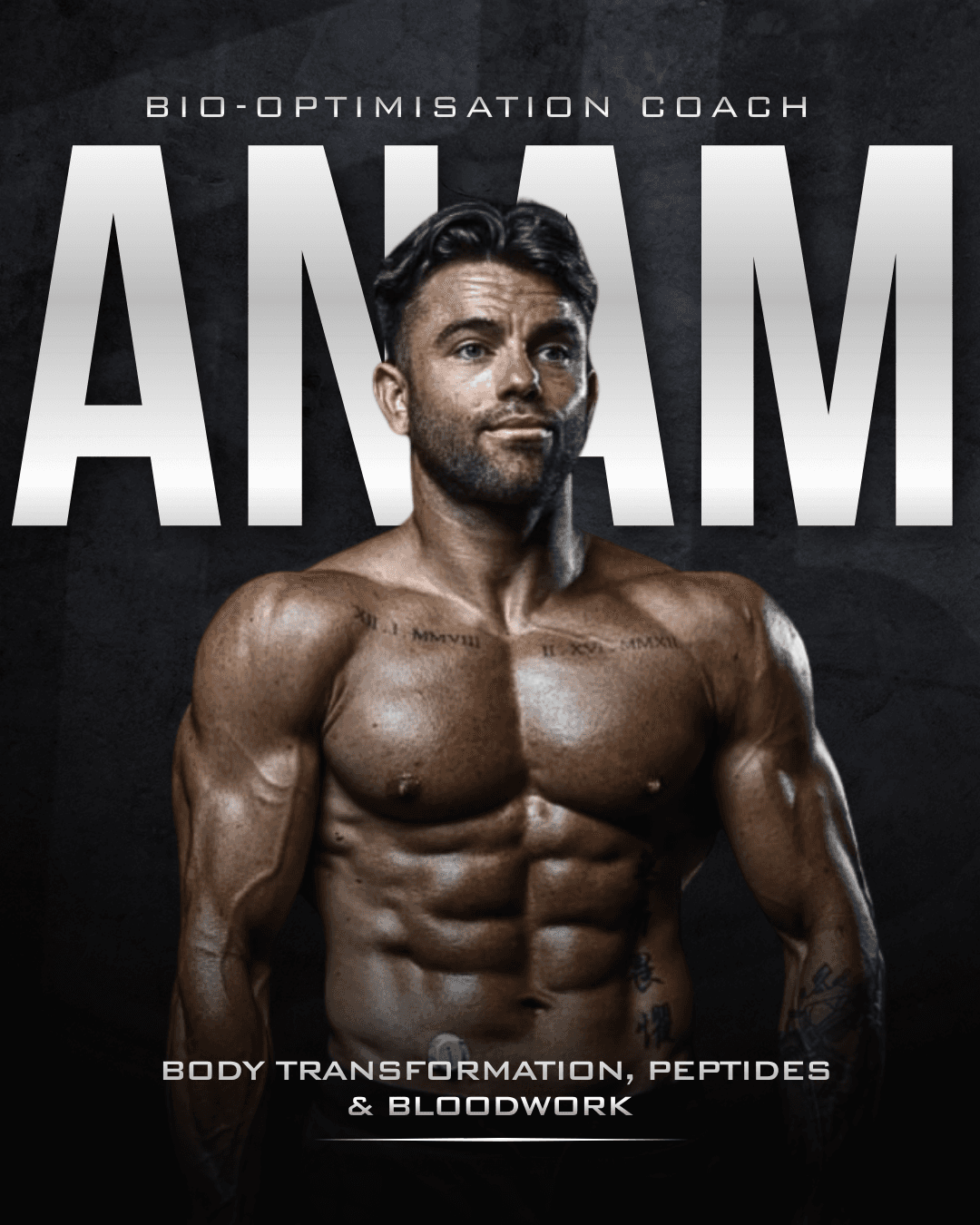 Anam. Bio-Optimisation Coach. Body transformation, peptides & bloodwork