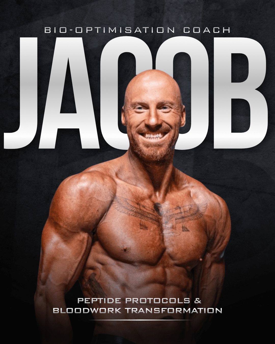 Jacob. Bio-Optimisation Coach. Peptide protocols & bloodwork transformation